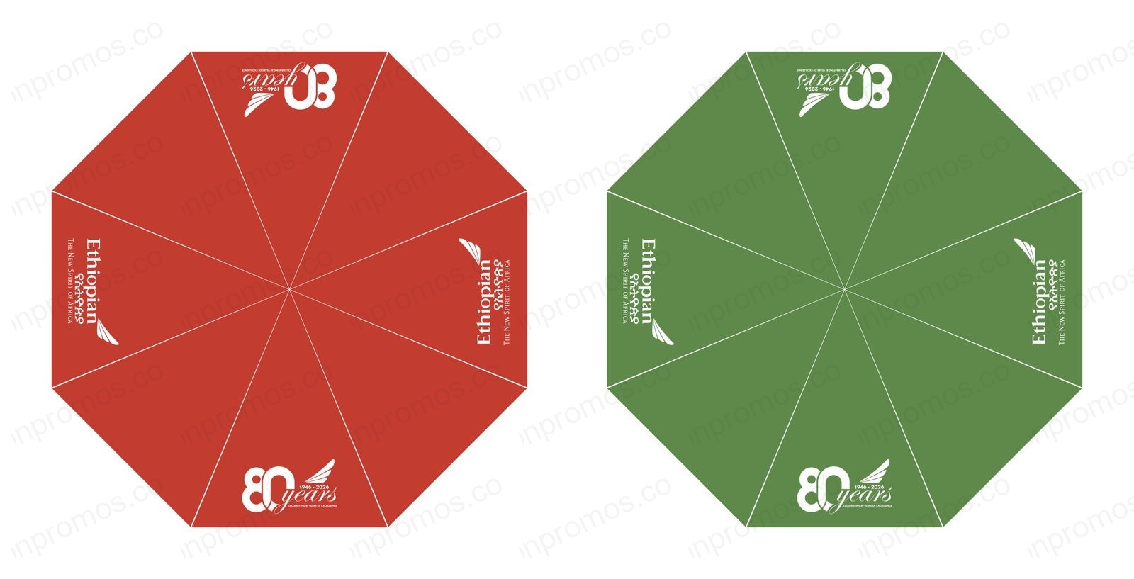 Umbrella design artwork red and green panels