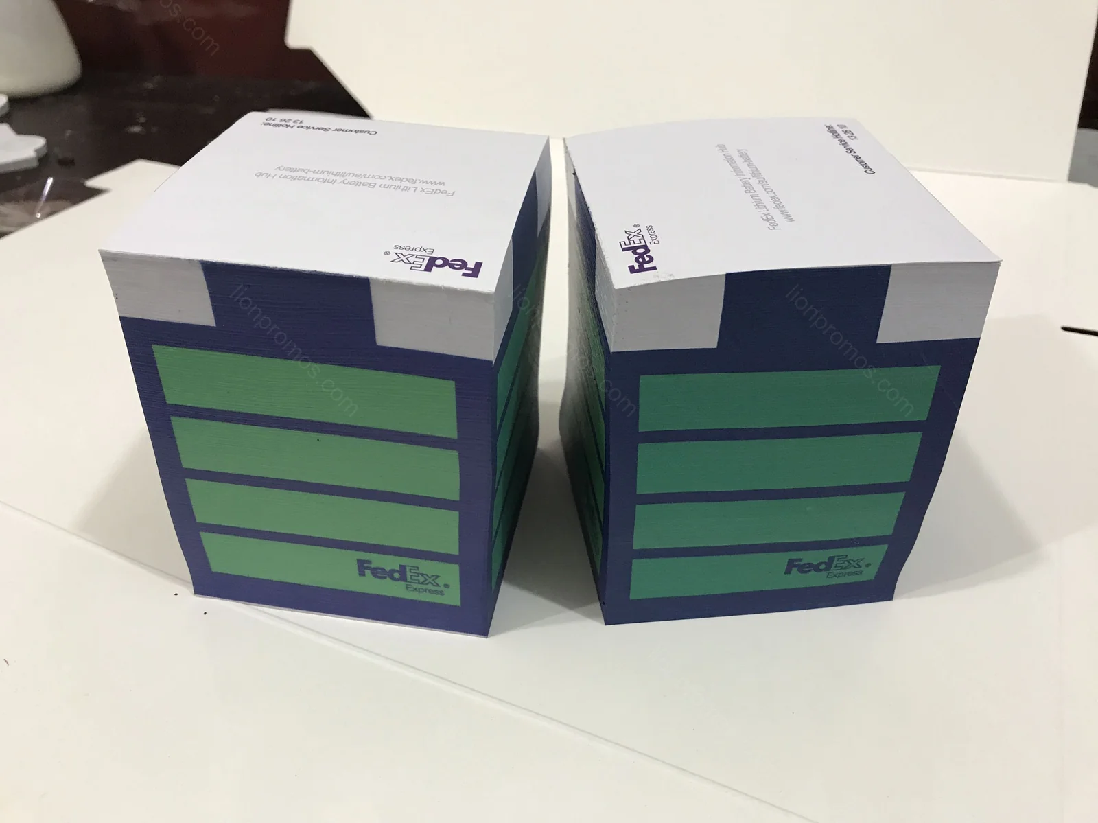 FedEx branded memo cubes — real product samples from the 2017 Australia order