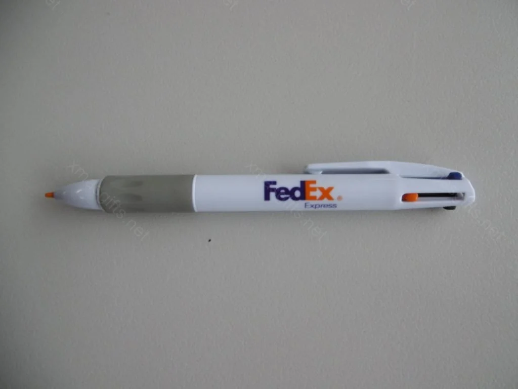 FedEx branded multi-colour ballpoint pen — real product sample