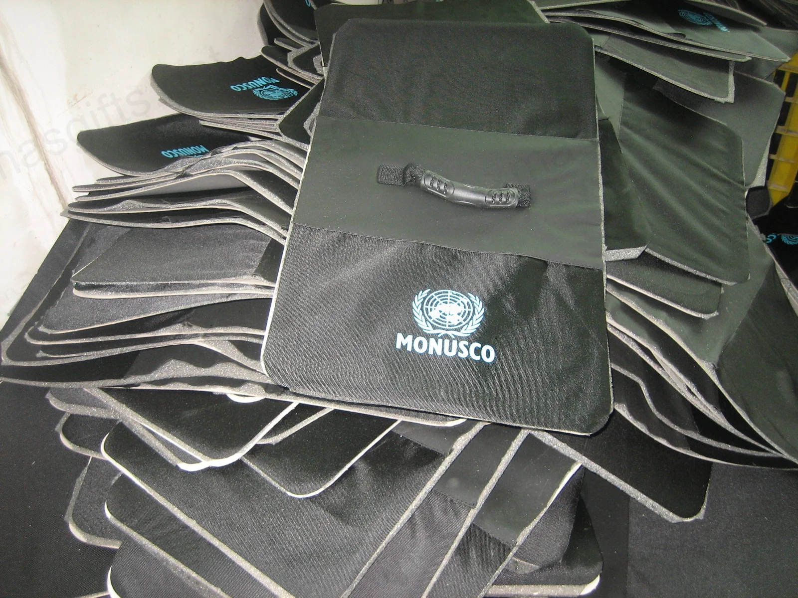 Stacked MONUSCO document bags