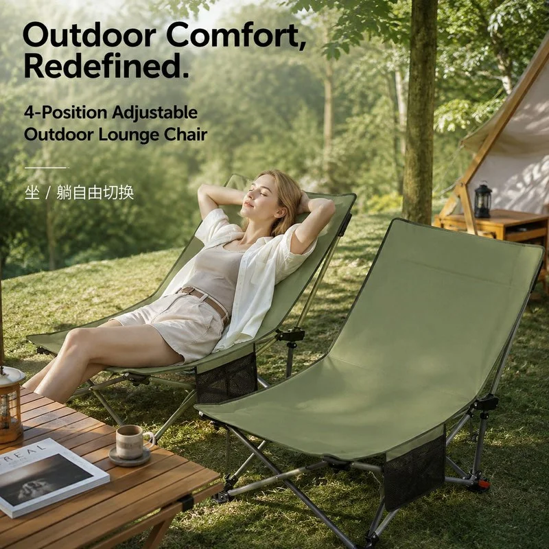 4 Level Folding Recliner, Wide Seat Lounger