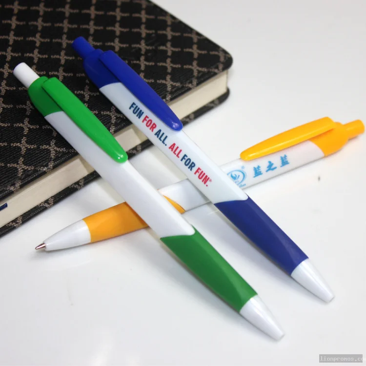 Custom Logo Printed Retractable Ballpoint Pen, Wholesale Plastic Stationery Pen