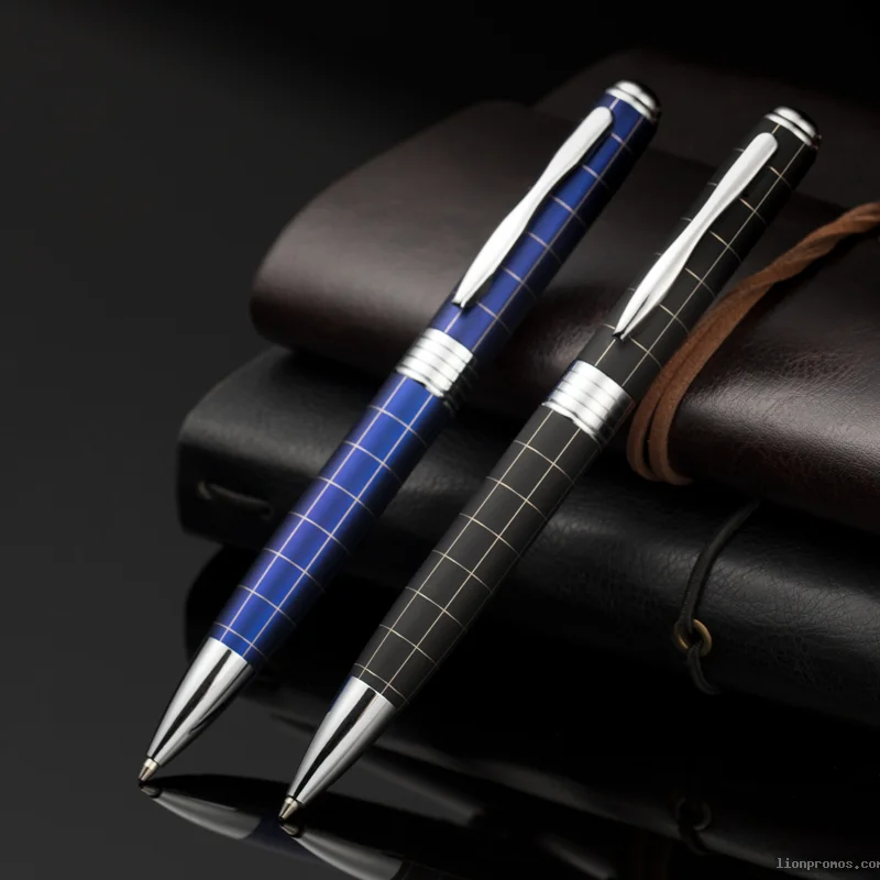 Grid Metal Ballpoint Pen, Custom Printed Logo Business Gift Pen