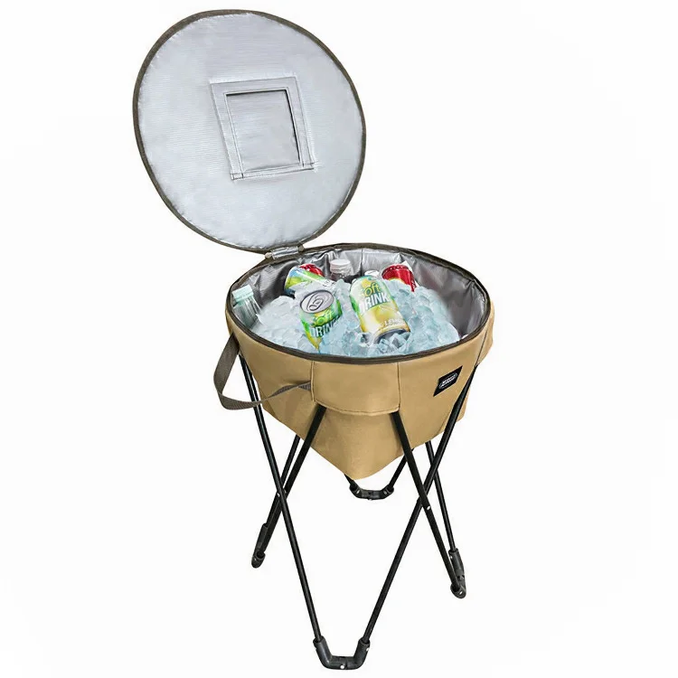 Insulated Folding Cooler Bucket, Camping Cold Bag Logo
