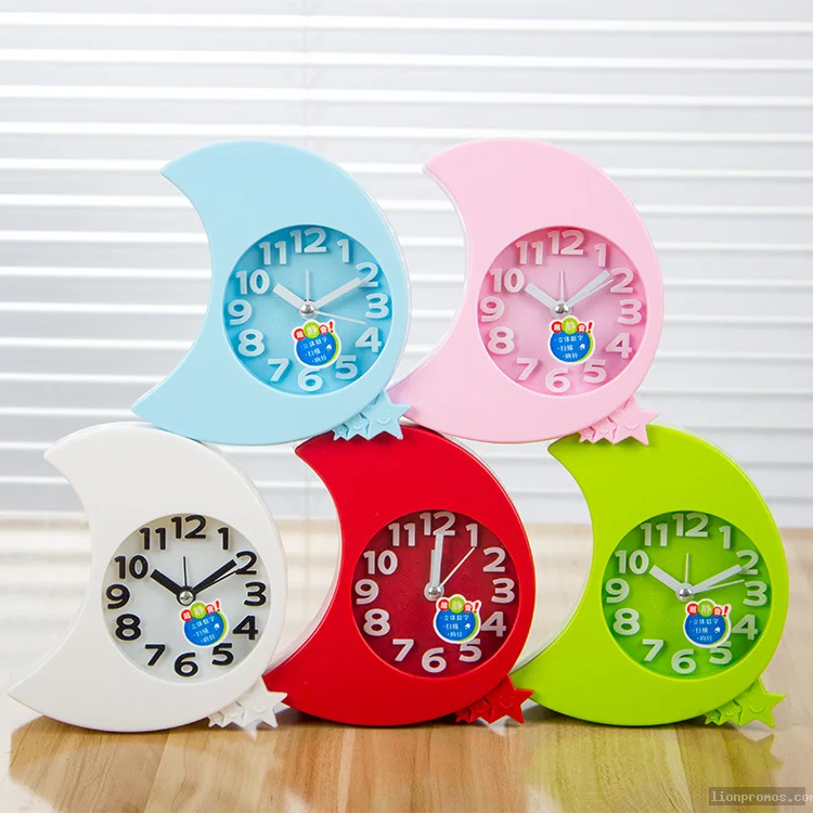 Moon Shape Alarm Clock, Creative 3D Silent Mini Table Clock