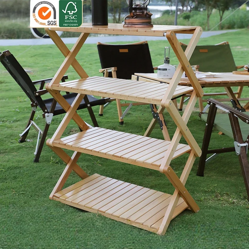 Portable Folding Shelf, Multi Tier Camping Rack