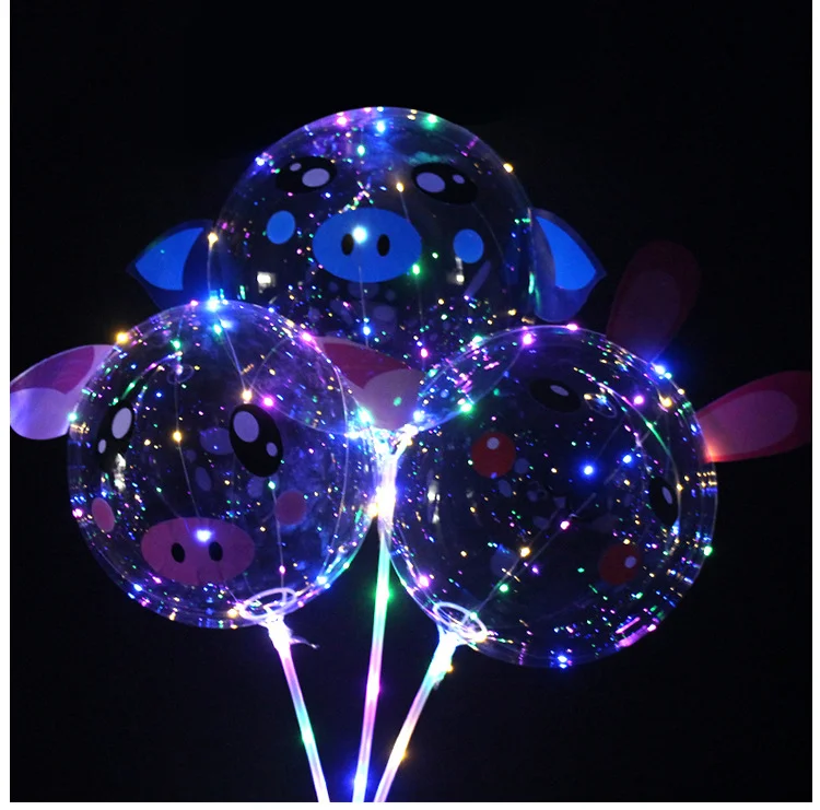 Luminous LED Transparent Bubble Balloon Light Up Bobo Party Balloon