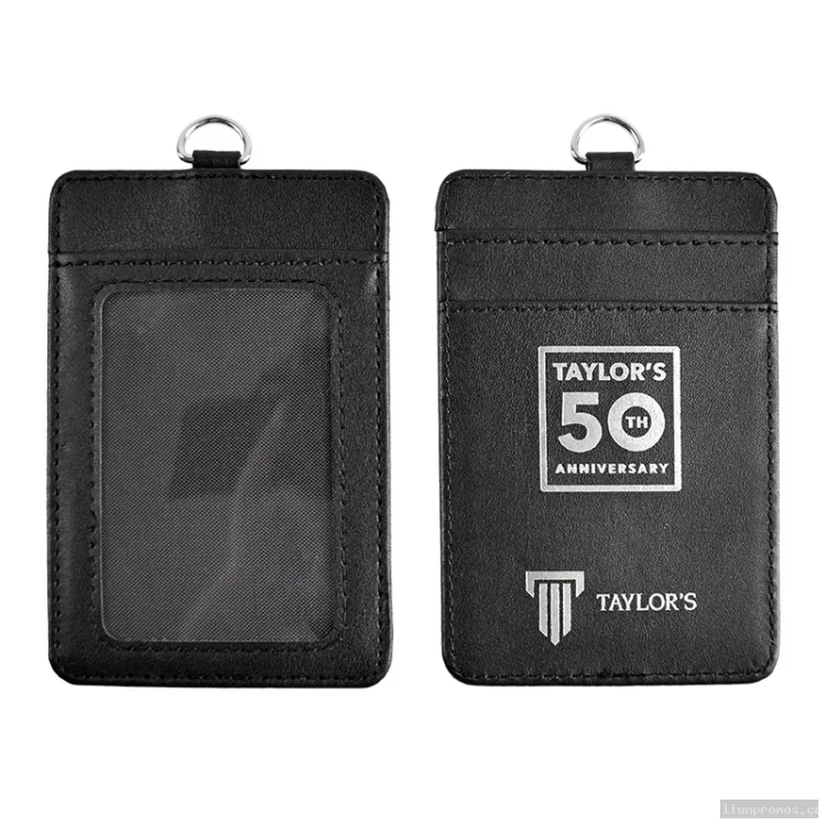 Quality Leather ID Card Holder Custom Logo Badge Sleeve