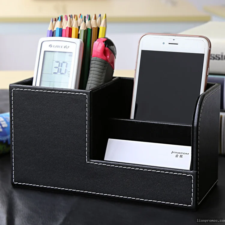 Simple Leather Desk Organizer Box Office Desktop Accessories