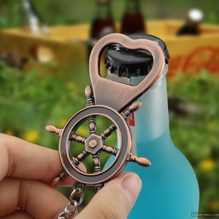Rudder & Anchor Nautical Beer Bottle Opener Keychain Sailor Souvenir Keyring