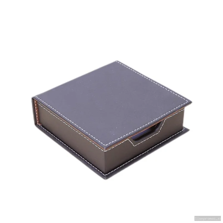 Luxury Leather Memo Pad Storage Box Desktop Stationery Organizer