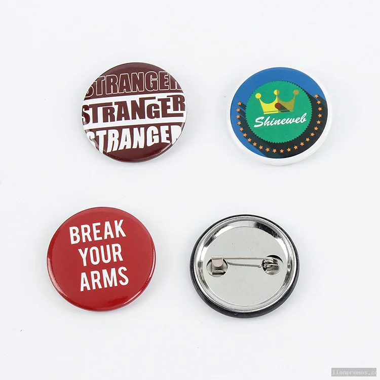 Custom Logo Tin Button Badge Pin, Printed Tinplate Promotional Badge