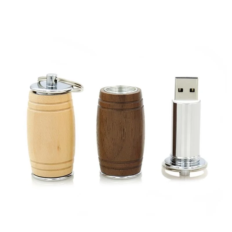 Walnut Wood Wine Barrel USB Flash Drive, Creative Gift