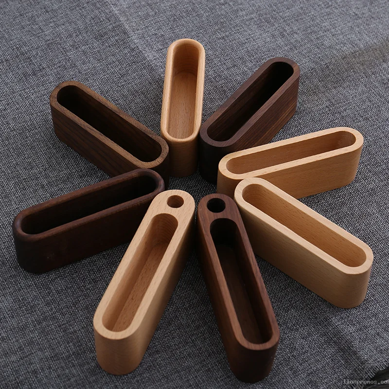 Wooden Business Card Holder, Desktop Office Card Organizer